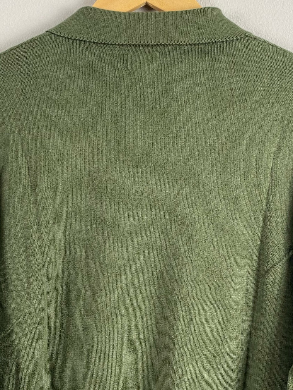 J. Crew Factory Cotton Long Sleeve Open Collar Sweater Polo | Distressed Fatigue - Picture 5 of 16
